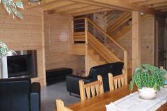 Chalet Les  Eaux Tortes - The living space and stairs to top floor